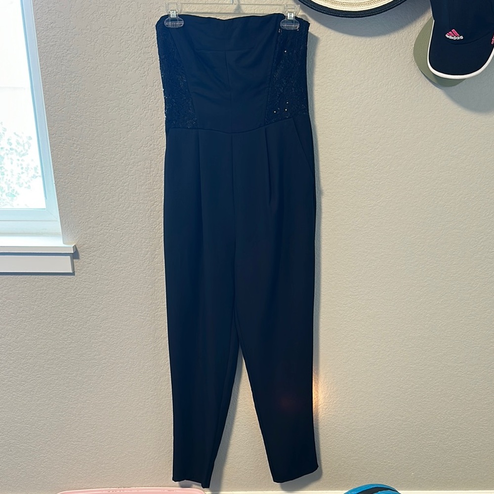 Gianni Bini Black Strapless Jumpsuit
